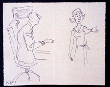 Alex Young Vintage Orginal Sketch Art-Fort Lauderdale,Fl Cartoonist Died 1999 24