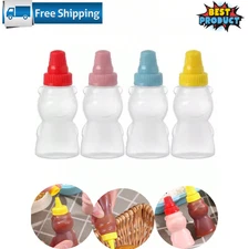 4pcs Mini Portable Sauce Bottles Plastic Squeeze Dispenser for Dressing Kitchen