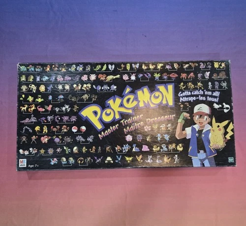 Vintage Pokémon Master Trainer Board Game Complete MB Hasbro Bilingual 1999