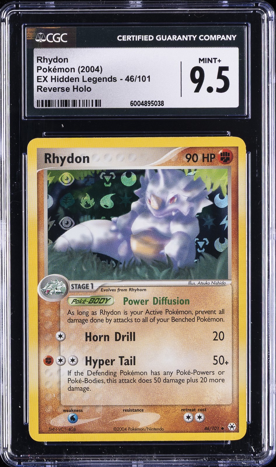 2004 POKEMON EX HIDDEN LEGENDS - REVERSE HOLO #46/101 RHYDON CGC 9.5