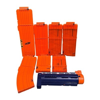 Nerf Magazine Lot 18 12 10 6 Round Clips + Barrel Extension