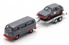 SCHUCO,VOLKSWAGEN T2 Bus with trailer and VOLKSWAGEN Golf I GTI, 1/87, SCH87U...