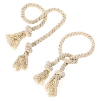 BTSKY Ein Paar Handstrickvorhang Baumwolle Seil Halterlose Raffhalter Beige 