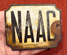 VINTAGE PATINA Porcelain NAAC North American Automobile Club Emblem Badge Sign