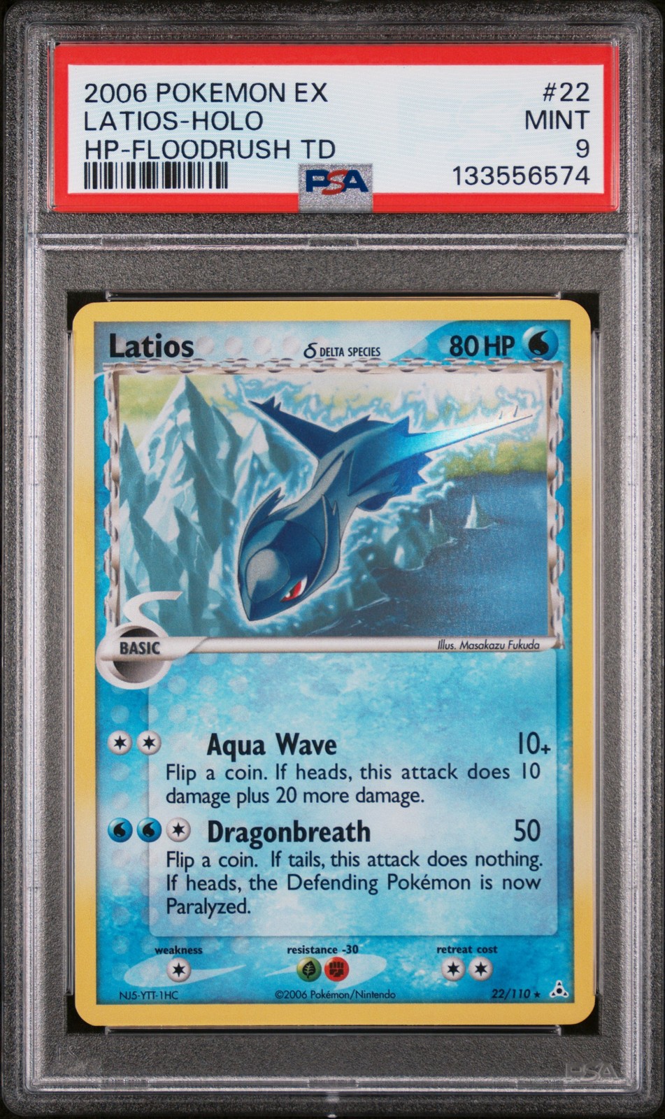 2006 POKEMON EX HOLON PHANTOMS FLOODRUSH THEME DECK #22 LATIOS-HOLO PSA 9