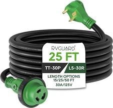 RVGUARD 30 amp 25 ft RV Lockable Power Extension Cord TT-30P to L5-30R