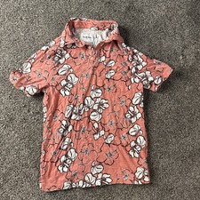 Goodfellow  Co Men's Coral Floral Polo Shirt 100 Cotton Size Small S 
