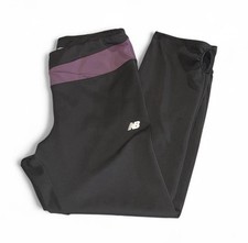 New Balance Women's Size Small Black Cropped Capri Leggings Purple Waistband