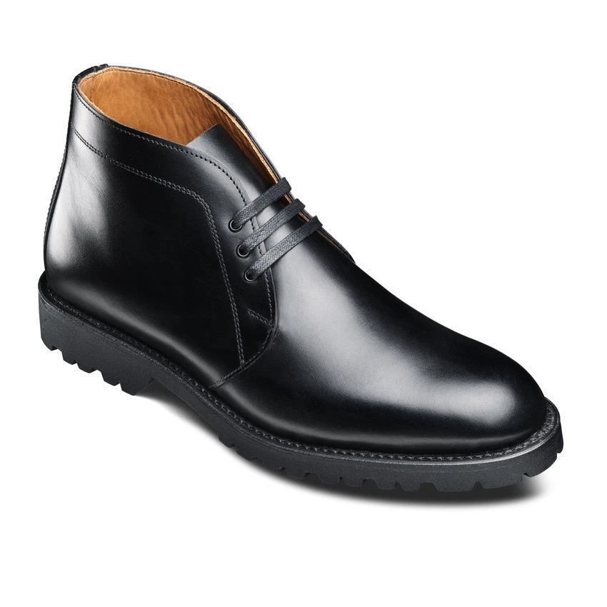 New Handmade Mens Chukka Black Plain Toe Ankle Causal Leather Boots For Men
