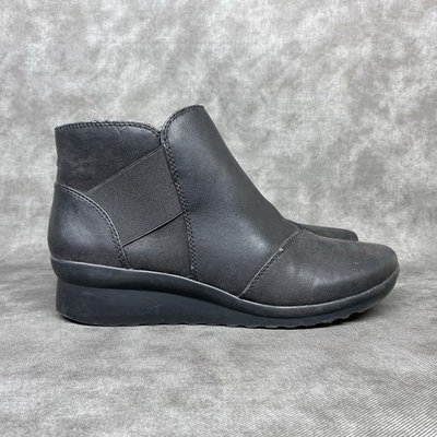 #ad Cloudsteppers Clarks Boots Womens 9.5M Caddell Rush Ankle Booties Black $8.99