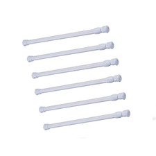 6 PCS White Adjustable Spring Tension Curtain Rods Fits 11.820 Inch Steel