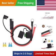 SAE Battery Connector - 10 Gauge Wire SAE to O Ring Terminal, 2-Pin Quick Dis...