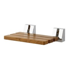 Foldable Shower Seat Wall Mounted, 15.7" Teak Folding Shower Bench, 330LBS Fold