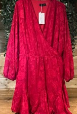 In The Style Red Jacquard Wrap Mini Dress Size 24