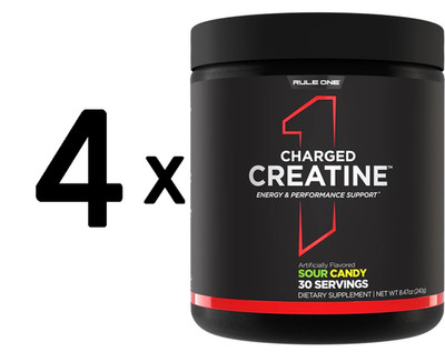 4 x Rule One Charged Creatine, Sour Candy (EAN 196671008770) - (78,07 EUR/kg)