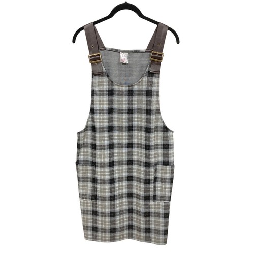 No Boundaries Plaid Jumper, Juniors XL (15-17), Faux Leather Straps, Pockets - Picture 2 of 12