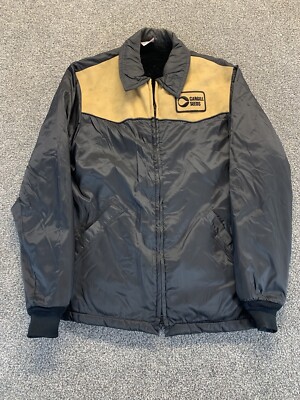 Vintage WARWICK Cargill Seeds Jacket Adult Small Black Tan USA