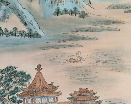 Origional Mountains Pagoda Watercolor Painting Wall Art Decor-Spring - Picture 4 of 6