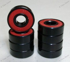 8 pack 608-2RS ABEC-9 Bearings for Skateboard Wheels RED Shield with NYLON Cage 