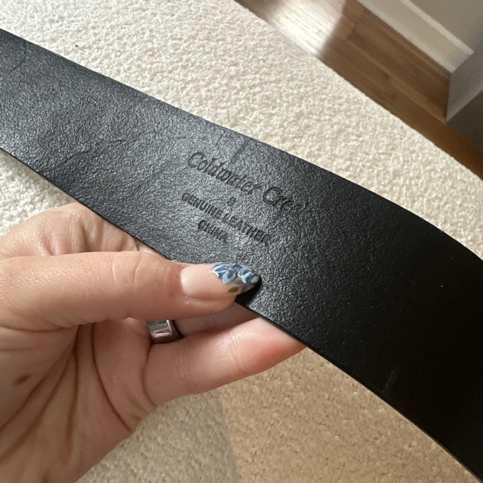 Vintage Coldwater Creek Belt Womens S/M Genuine Leather Western Black Embroider - Image 4 of 4