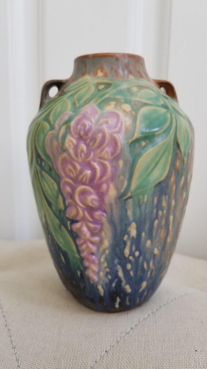 値下げ　  陶花 Vintage Roseville Pottery Wisteria Vase Pattern 630-6 Original