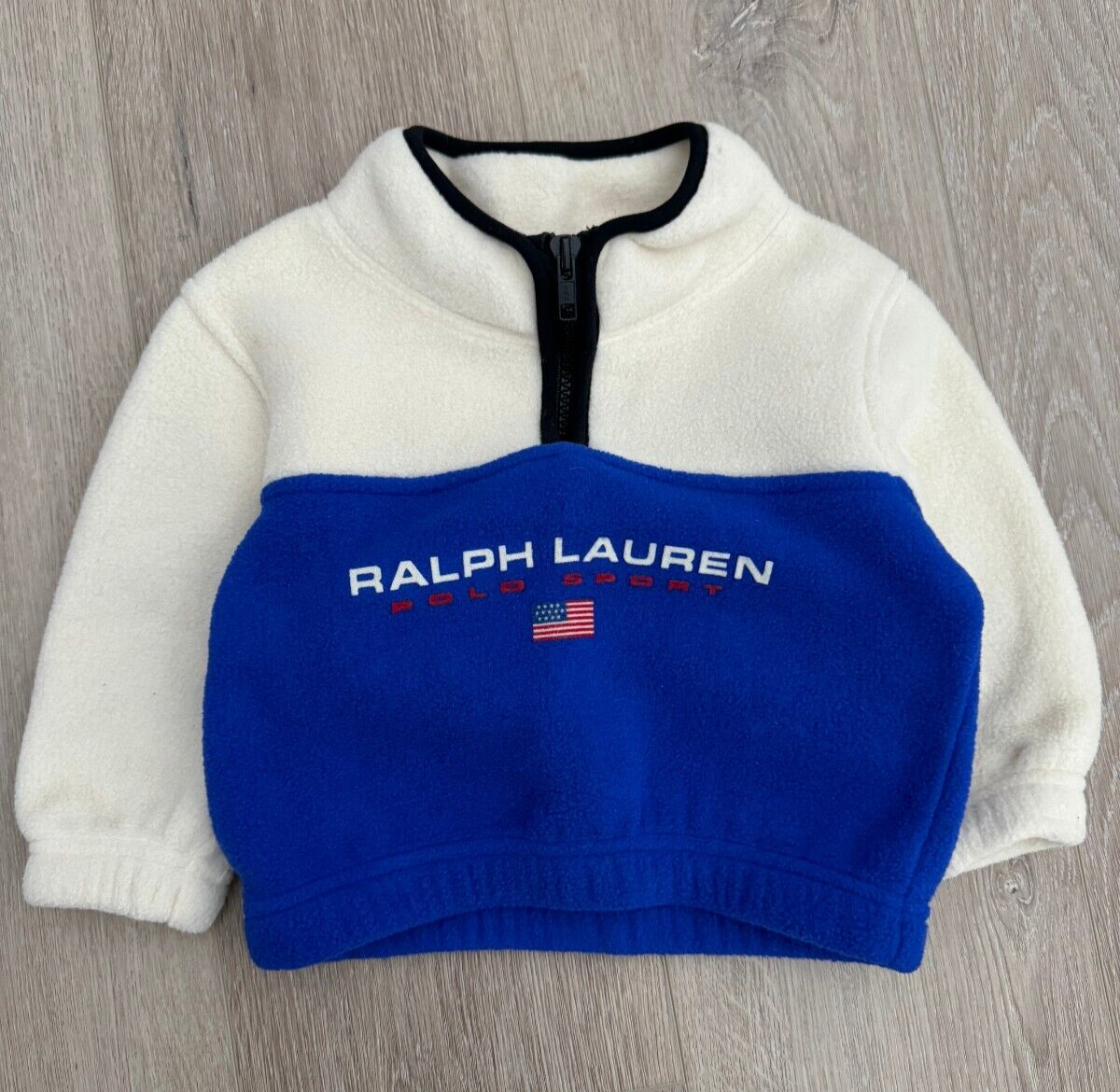 vintage 90s Polo Sport Fleece Jacket sz M 6-12 / Ralph Lauren 1990s USA Flag