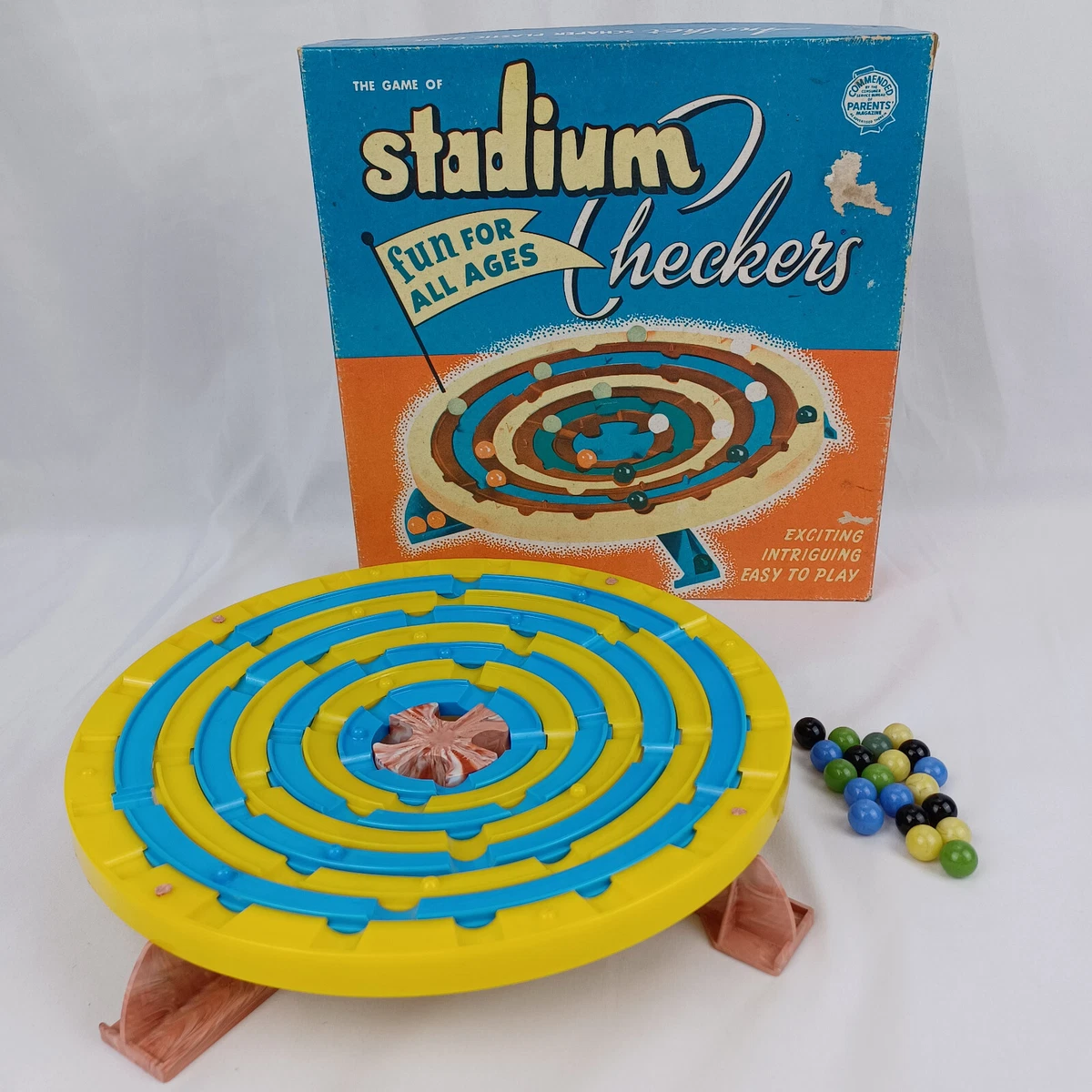 Vintage 1952 Stadium Checkers Family Board Game Schaper Games 300