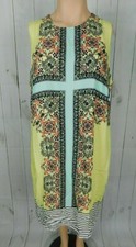 NWT Cato Pastel Yellow Blue Multi Scarf Print Sleeveless Shift Dress - Sz 22/24W