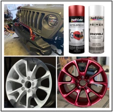 2PK Retro Red Metal Flake Metallic Speck Base +White Sandable Primer Spray Paint