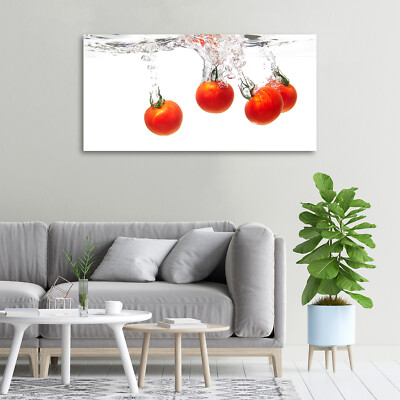 Tableau Sur Verre Trempé - Tomates Et Laitue, 50x100 Cm, Style Moderne Et Coloré