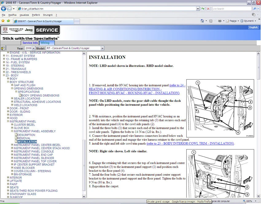 Chrysler Grand Voyager (2008-11) manuale officina per tutti i sistemi Win/Mac - Immagine 4 di 4