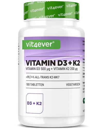 180  Tabletten Vitamin D3 20.000 I.E. + Vitamin K2 200mcg Natürliches MK-7 - Bild 8 von 8
