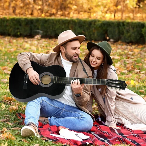 38" Acoustic Guitar Adult Black Includes Guitar Pick Accessoriies Full Size - Bild 2 von 11