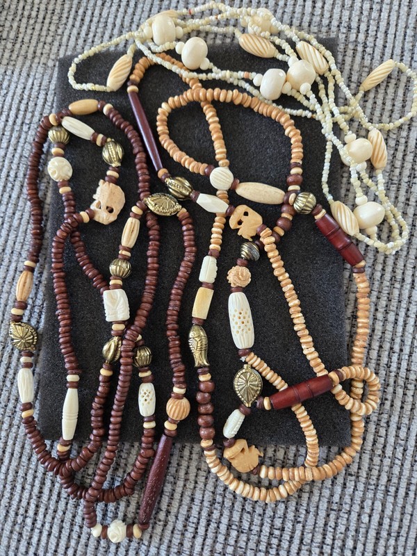 Vintage Beaded Necklaces Carved Bead Necklaces -Necklace Lot