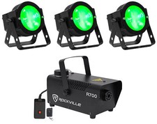 3 American DJ Dotz Par RGBL COB DMX 16x3.5 Watt LED Par Can Wash Lights Fogger