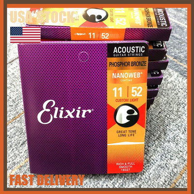 Elixir Nanoweb Custom Light Phosphor Bronze Acoustic Guitar Strings16027&16052