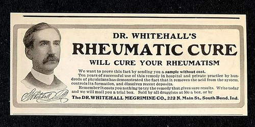 Anuncio de cura reumática de 1904 medicina curandera elimina ácido impresión antigua AD