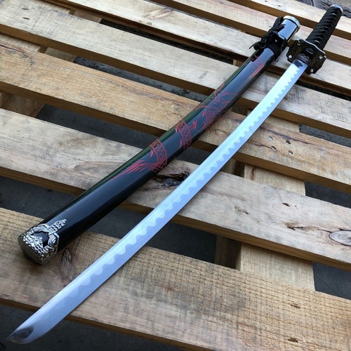 Japanese Samurai Sword KATANA High Carbon Steel Ninja Blade Dragon Tang Machete - Picture 5 of 12