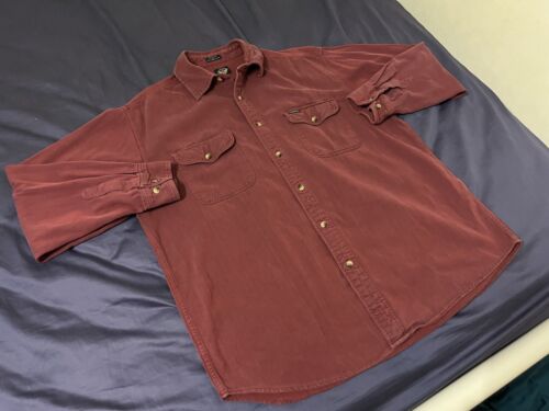 Herren Hemd mit großer Knopfleiste Vintage 90er Dockers Cord rot 100% weinrot weich - Bild 2 von 4