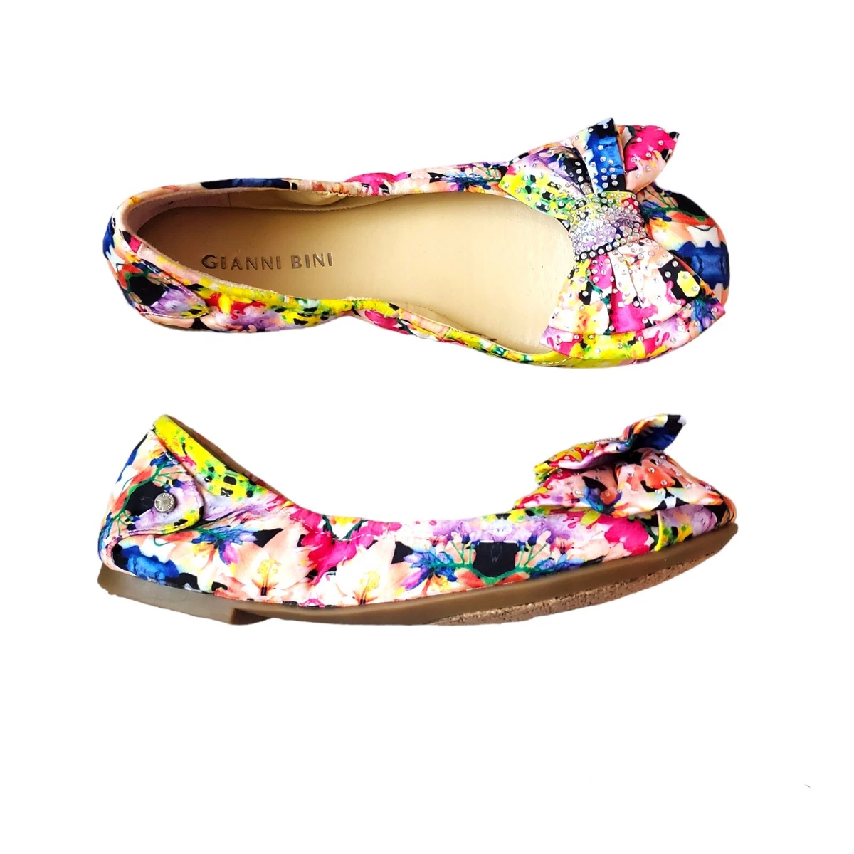 Women s Shoes Gianni Bini SWEETIE Floral Ballet Flats Slip On Bow