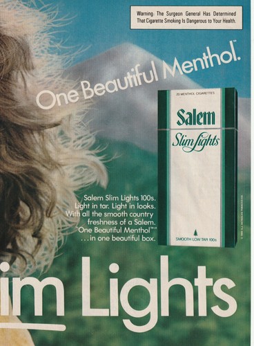Two page ad Magazine ad 1982 features Young woman Smoking a Salem Slim light cig - Picture 2 of 6