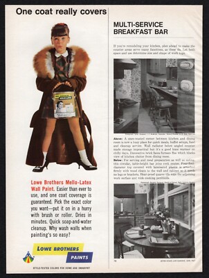 1967 Lowe Brothers Paints One Coat Fashionable Young Lady Holding Can Print Ad
