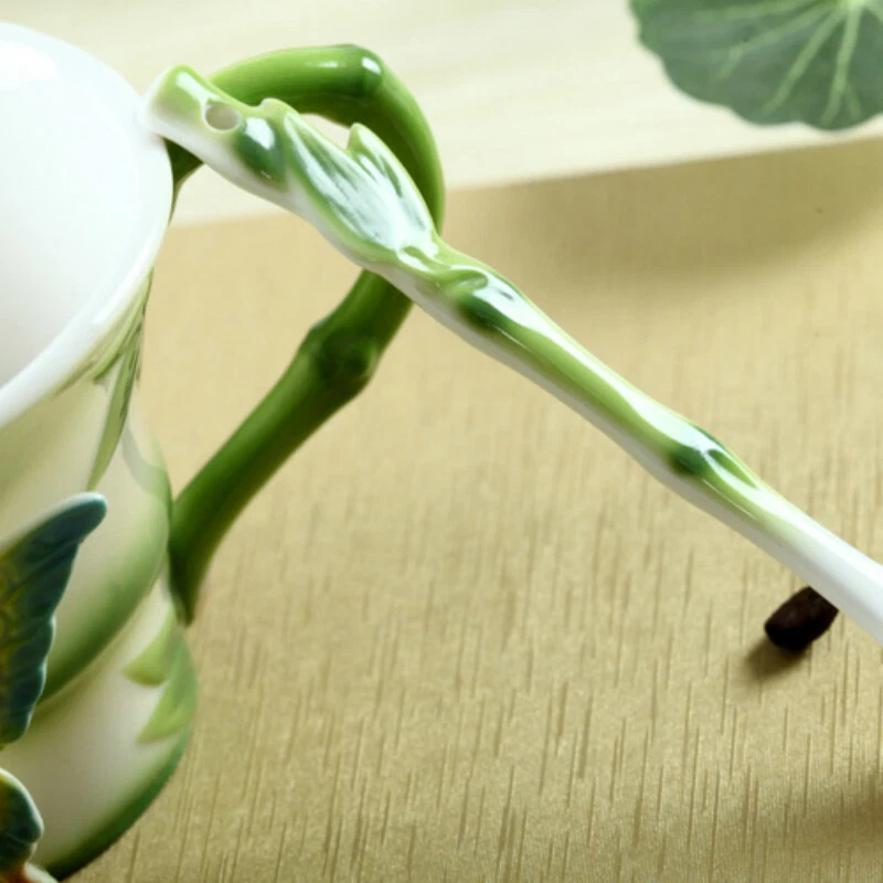 Creatividad Mariposa Esmalte Porcelana Café Leche Taza de Té Plato Cuchara Juego de Té Foto 3 de 4