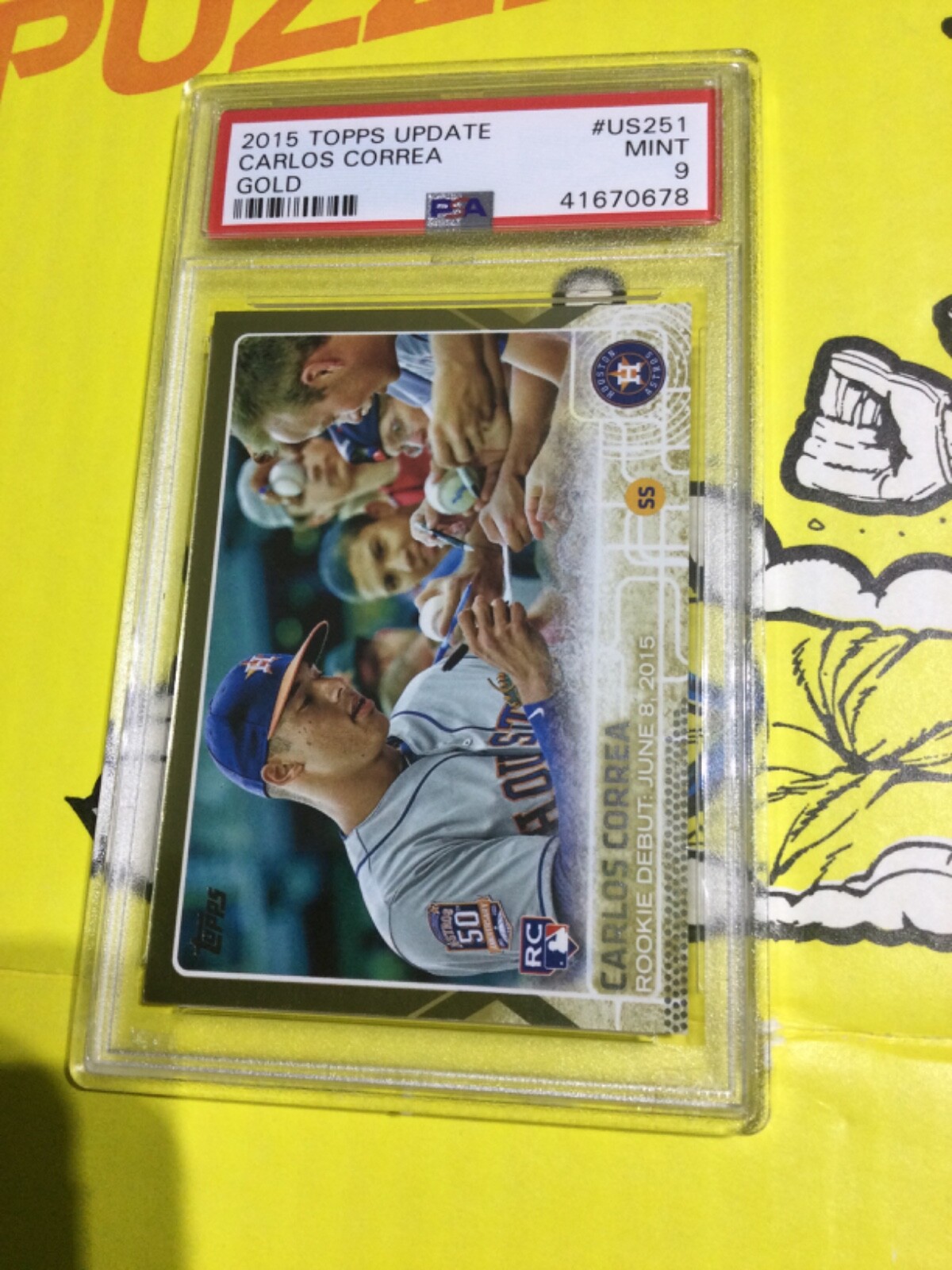 2015 Topps Update Gold Carlos Correa RC #US251 PSA 9