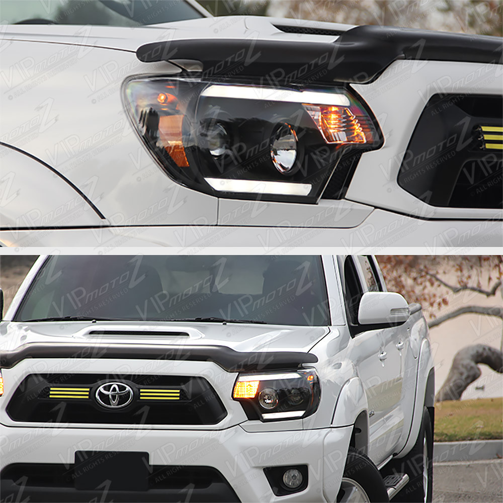 For 12-15 Toyota Tacoma "TRIBAL" Black LED Headlight TRD Pro X Runner ...