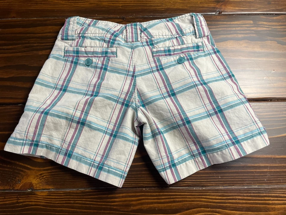 ROXY Shorts Women's Junior Size 3 Cream Purple Green Triple Button Vintage 2000 - Image 2 of 4