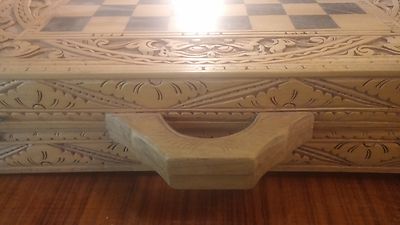 Magnifique jeu d'échecs Okwa + jeu de backgammon (roi 8,7 cm) - Bois