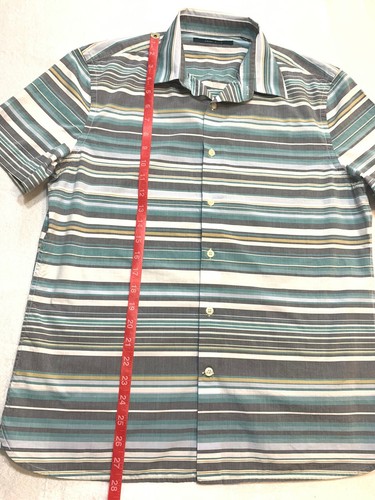 Perry Ellis Men’s shirt Size Small short sleeve distressed striped button Up. - Picture 5 of 12