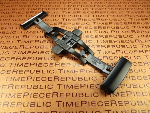 24mm DEPLOYMENT Watch CLASP Folding BUCKLE Swiss Stainless Black PVD Brush 24 mm - Picture 2 of 4