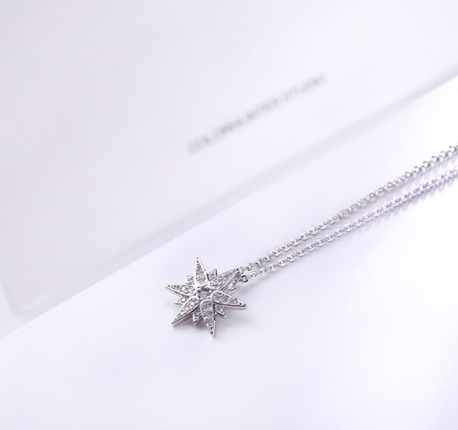 Hexagonal Star Silver SP/Gold GP Snow-flake Pave CZ Pendant